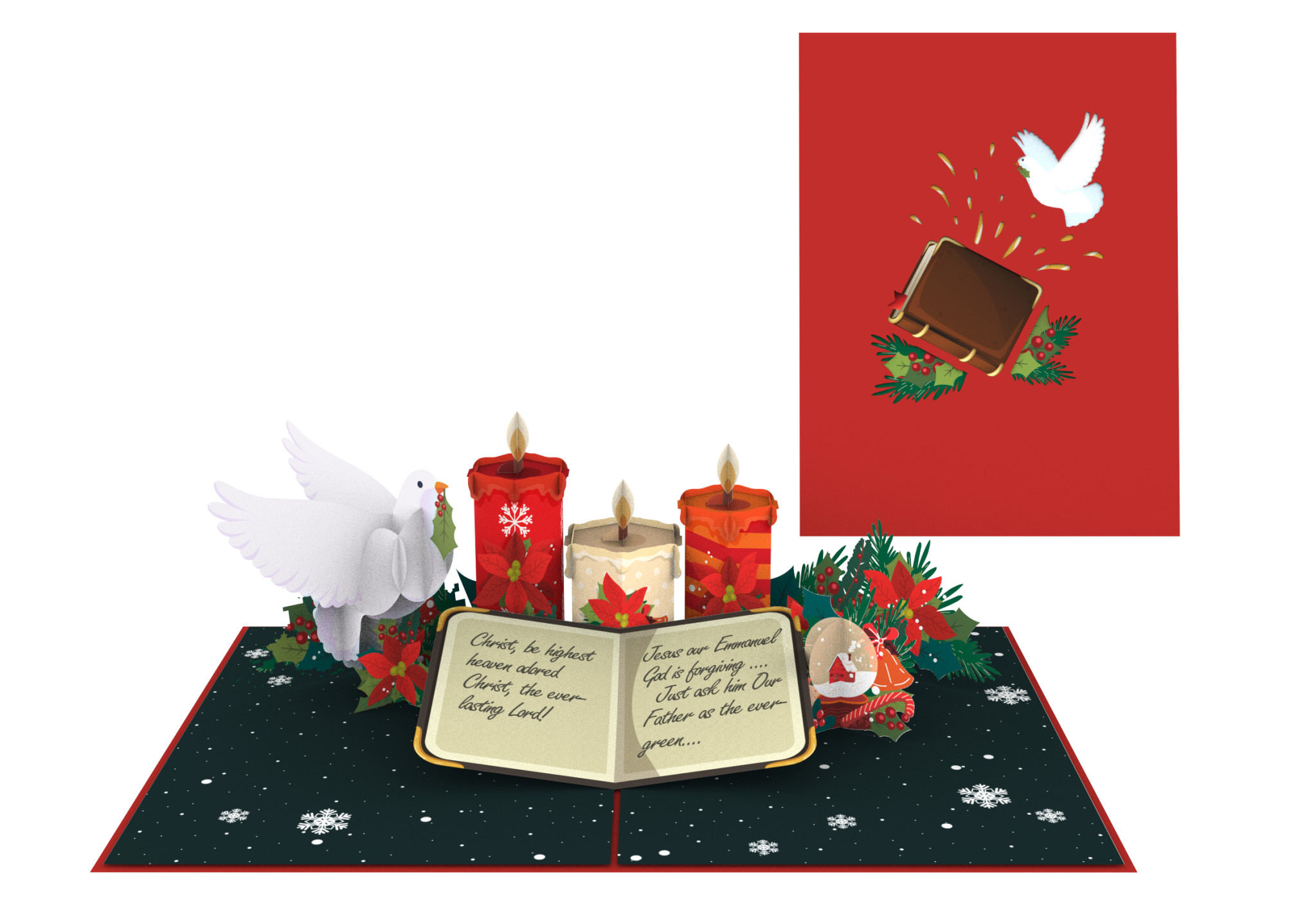 Thiệp 3D_Dove and Christmas book