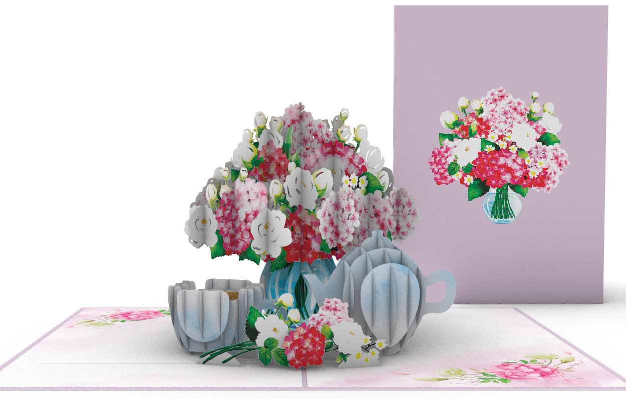 Thiệp 3D_Pink Hydrangea Vase