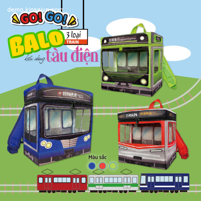 Balo tàu điện GO! GO! - Màu Đỏ-1