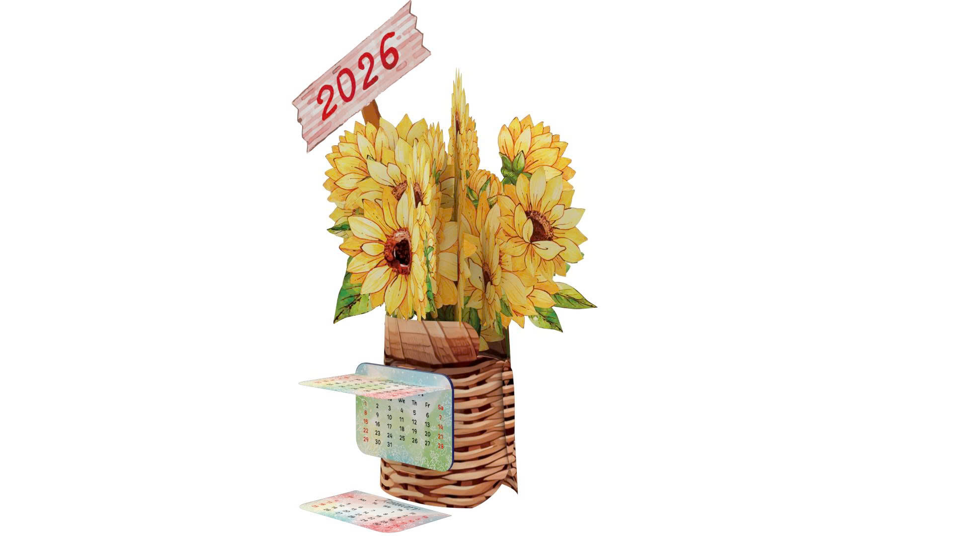 Lịch 3D hoa hướng dương 2026 để bàn trang trí - Lịch để bàn đẹp, quà tặng năm mới, decor văn phòng-5