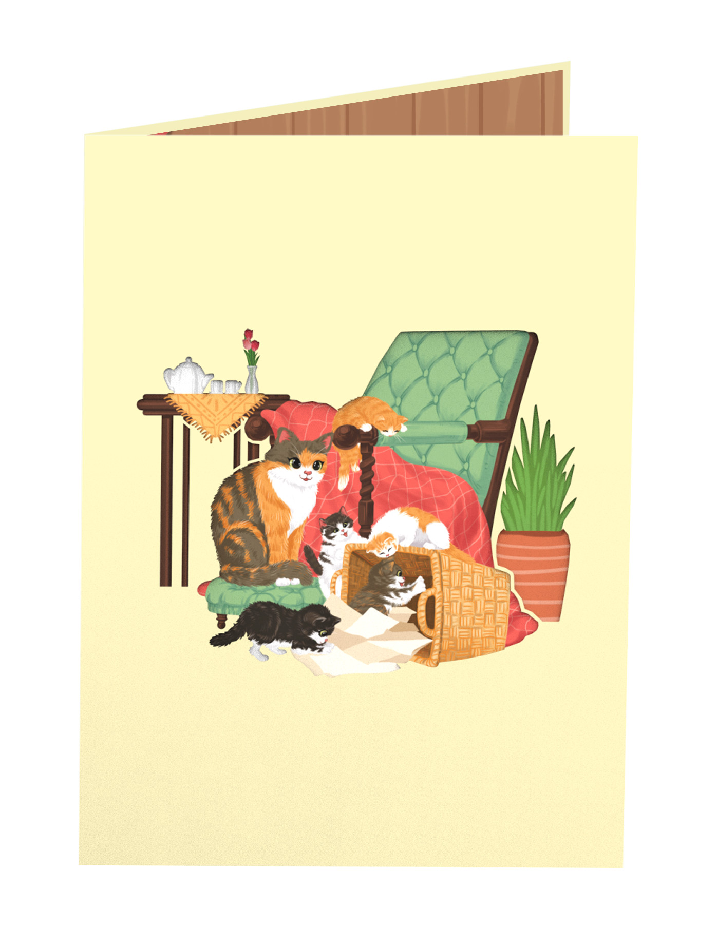 Thiệp 3D_Cat Family-3