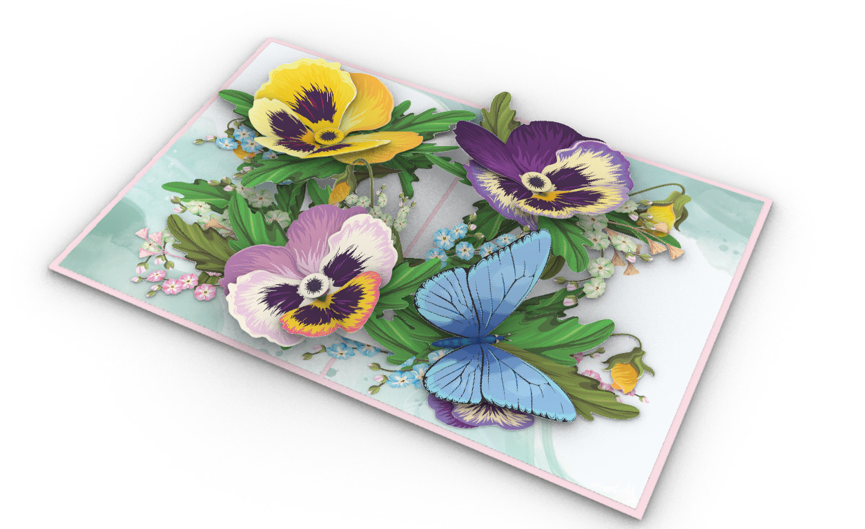 Thiệp 3D_Color Pansies-2