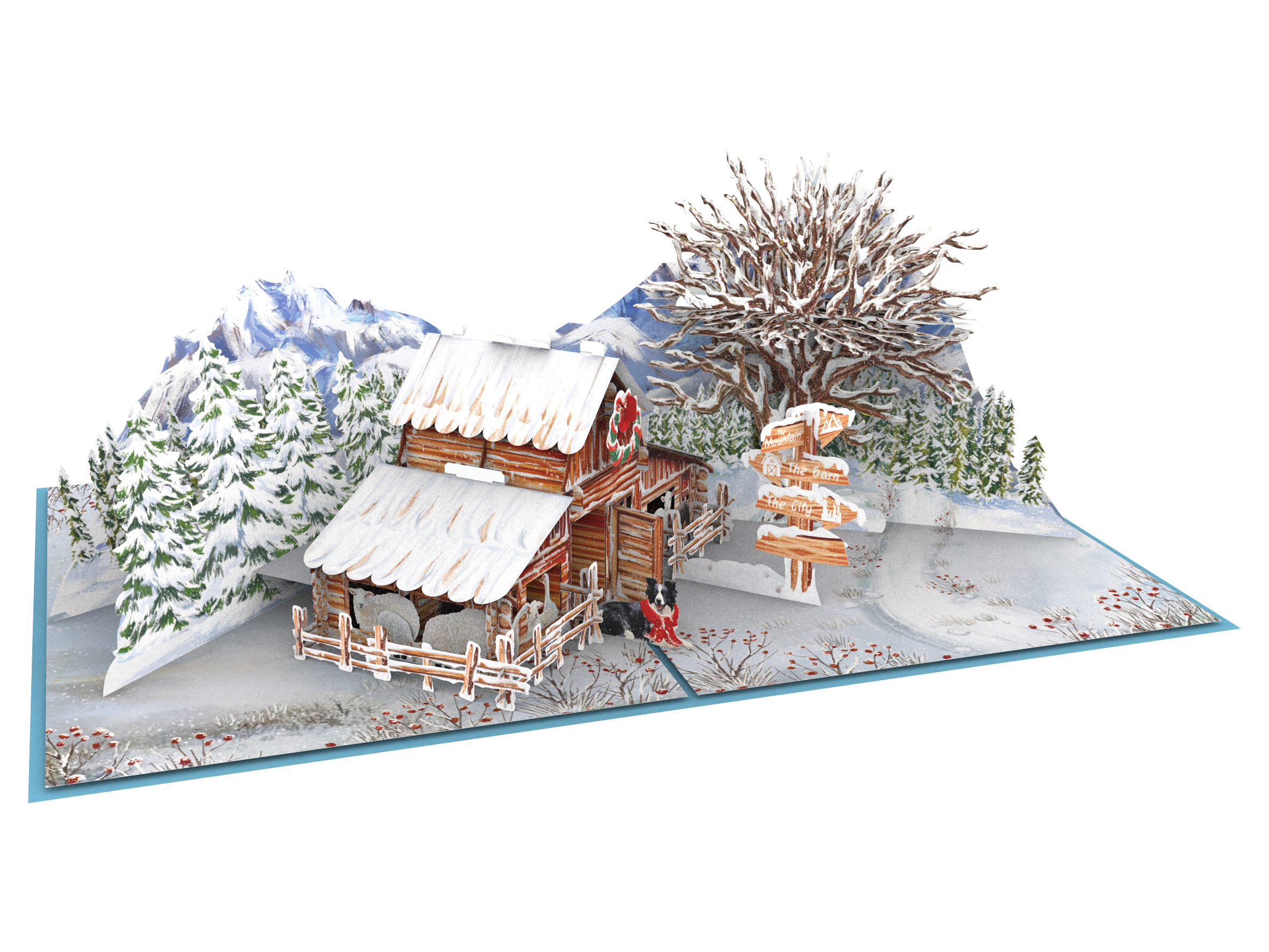 Thiệp 3D_Mountain Barn Winter-1