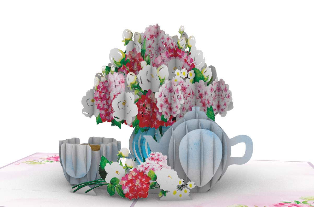 Thiệp 3D_Pink Hydrangea Vase-1