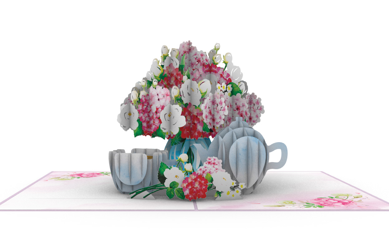 Thiệp 3D_Pink Hydrangea Vase-2