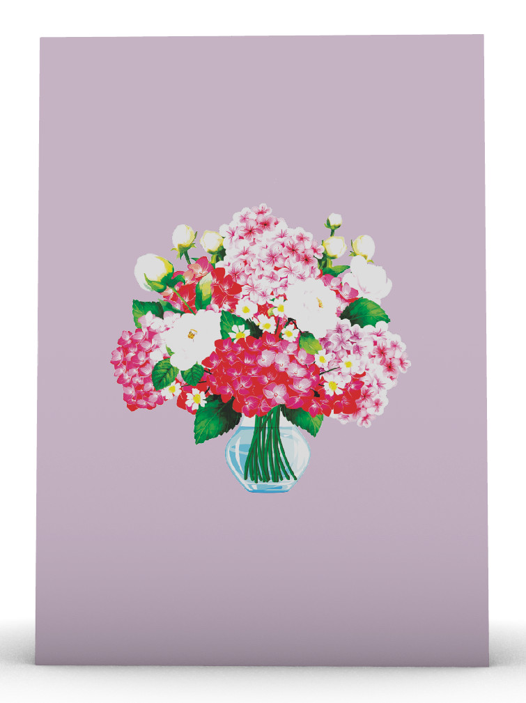 Thiệp 3D_Pink Hydrangea Vase-3